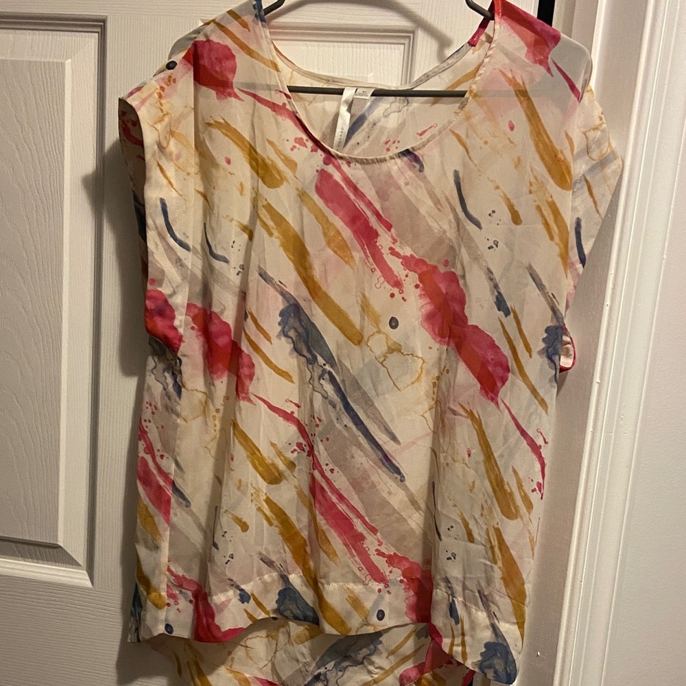 LC Lauren Conrad Multicolor Brushstroke Blouse